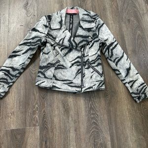 White House Black Market Animal Print Moto Jacket